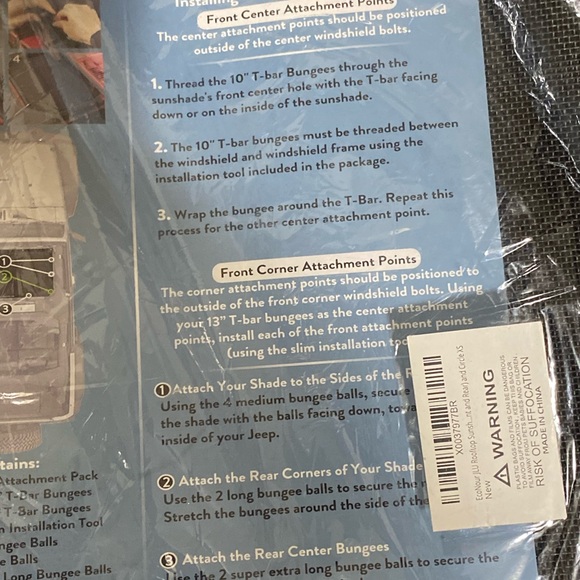 WRANGLER ROOFTOP SHADE - JLU ( FRONT & REAR Bungee balls are not included. NWOT - Picture 8 of 9